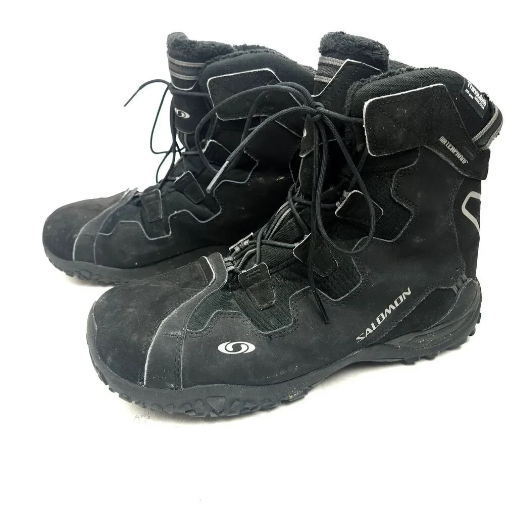 Salomon Snowtrip Black Thinsulate 200 Gram Waterproof Boots Mens Size 14